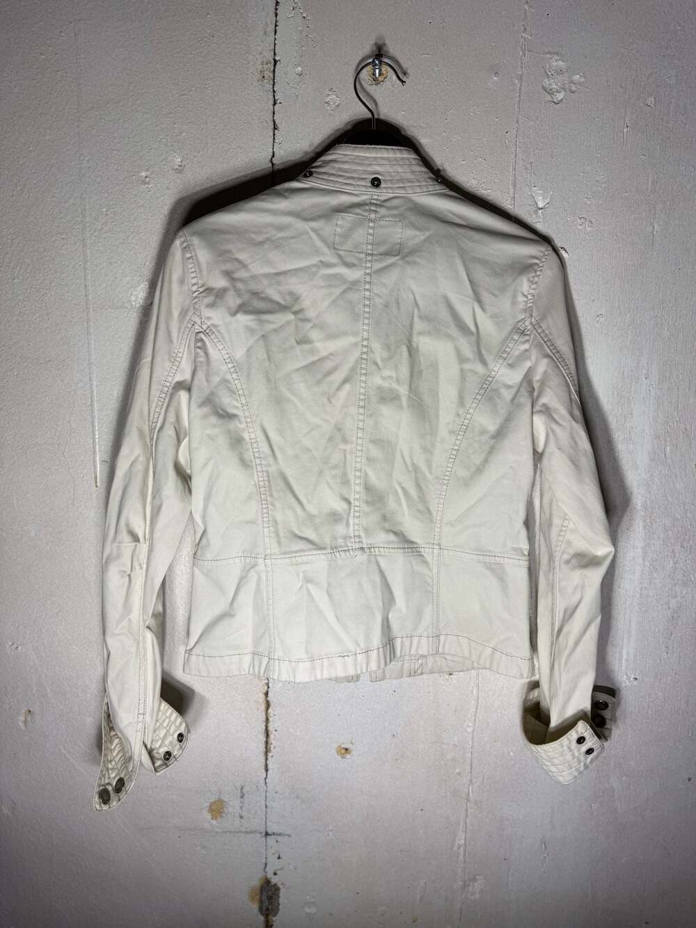 Abercrombie & Fitch Vintage White Cotton Moto Utility Jacket Size L - Picture 4 of 7